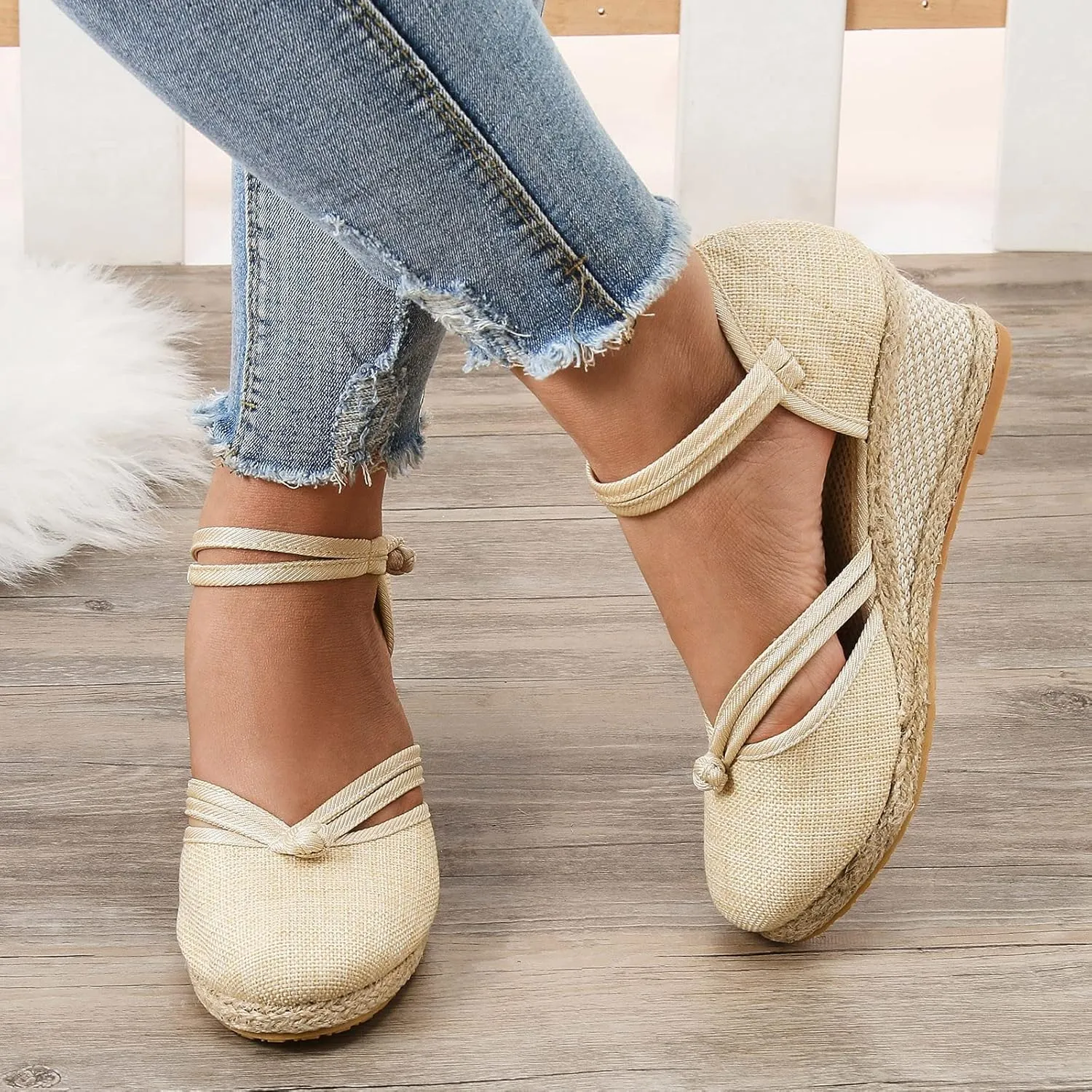Wedge Sandals for Women 2024 Women Shoes Sandals Platform Wedge Sandals Fashion Versatile Braided Buckle Breathable