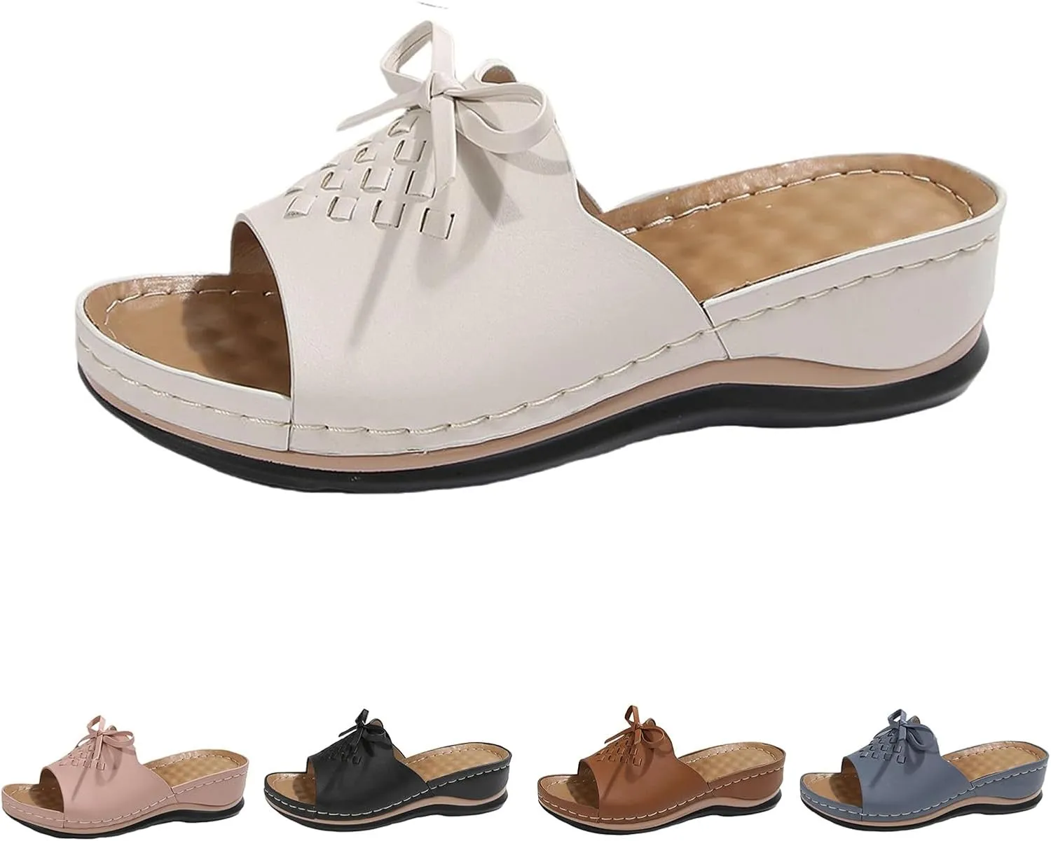 Wedge Sandals for Women Summer Hollow Out Slip On Platform Wedge Sandals Dressy Summer Comfortable Slides Lightweight Memory Foam Platform Shoes Casual Beach Shoes