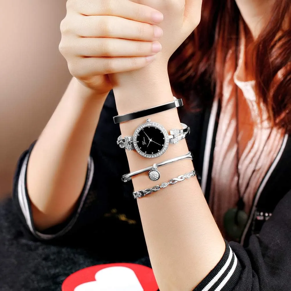Weicam Women Stylish Four-Piece Bangle Analog Quartz Wrist Watch