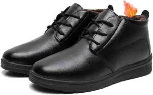Winter Chef Shoes for Men, Men's Lace-Up Winter Warm Cotton Professional Oil Water Resistant Chef Work Shoes, Fashion Non Slip Food Hospital Service Sneakers, for Restaurant, Nurse