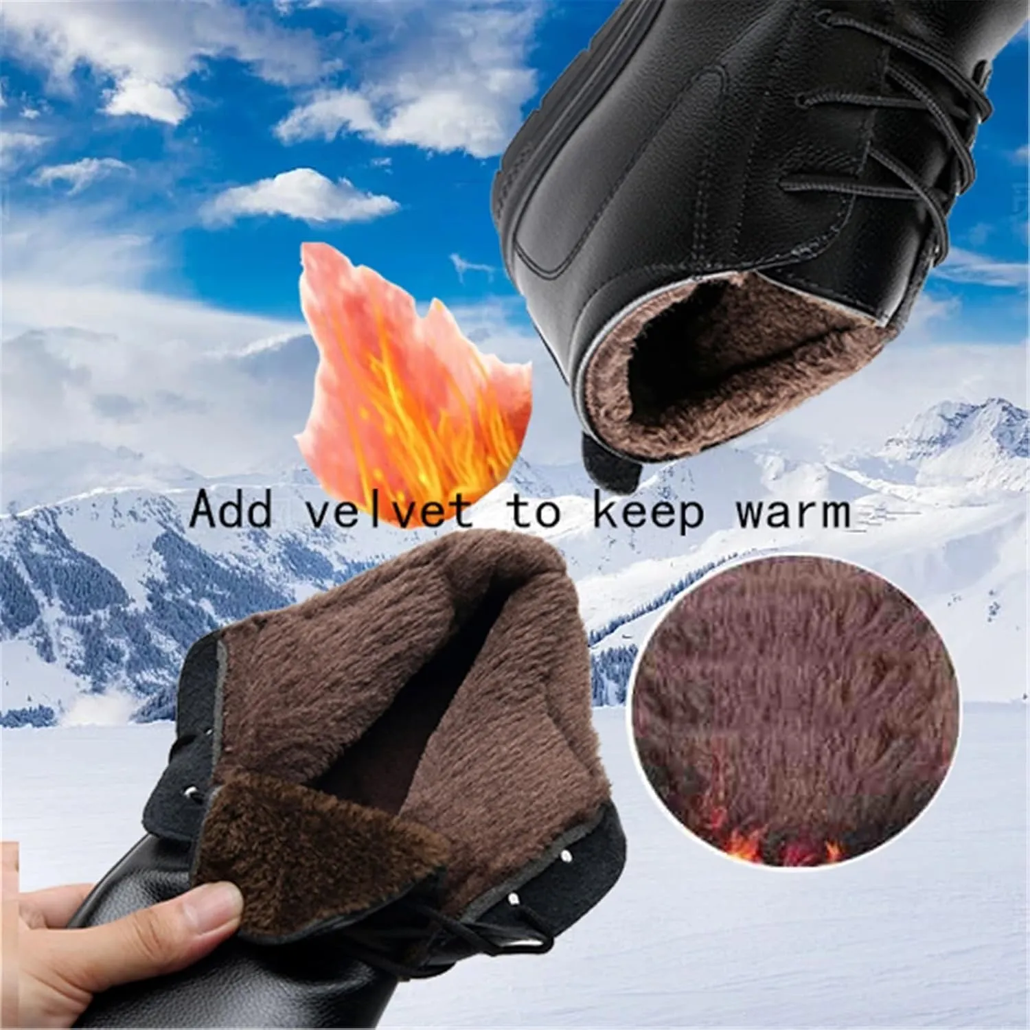 Winter Chef Shoes for Men, Men's Lace-Up Winter Warm Cotton Professional Oil Water Resistant Chef Work Shoes, Fashion Non Slip Food Hospital Service Sneakers, for Restaurant, Nurse