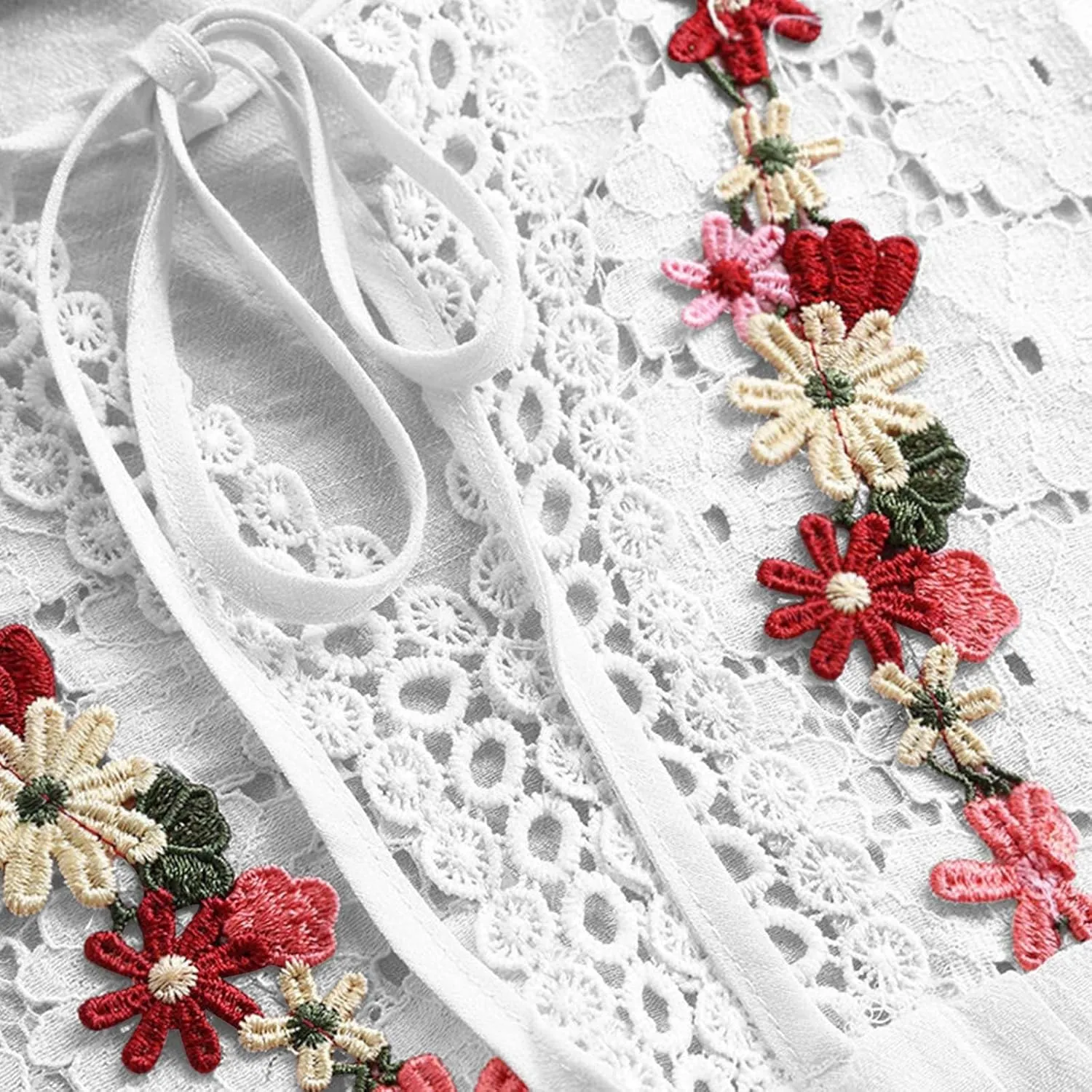 Women 2024 Embroidered Boho Tops Cotton Linen Peasant Blouses Long Sleeve Tunic Shirts Loose Fit Boho Trendy Clothes