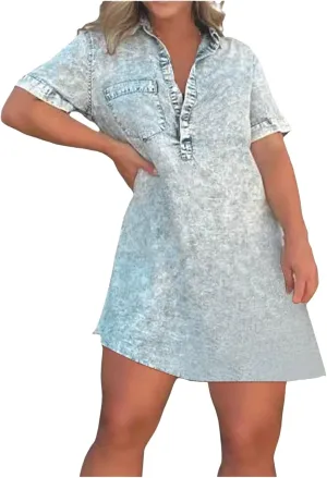 Women Casual Print Dress Short Sleeve Turtleneck Pocket Dress Sports Mini Dress Loose Dress Summer Midi Dresses
