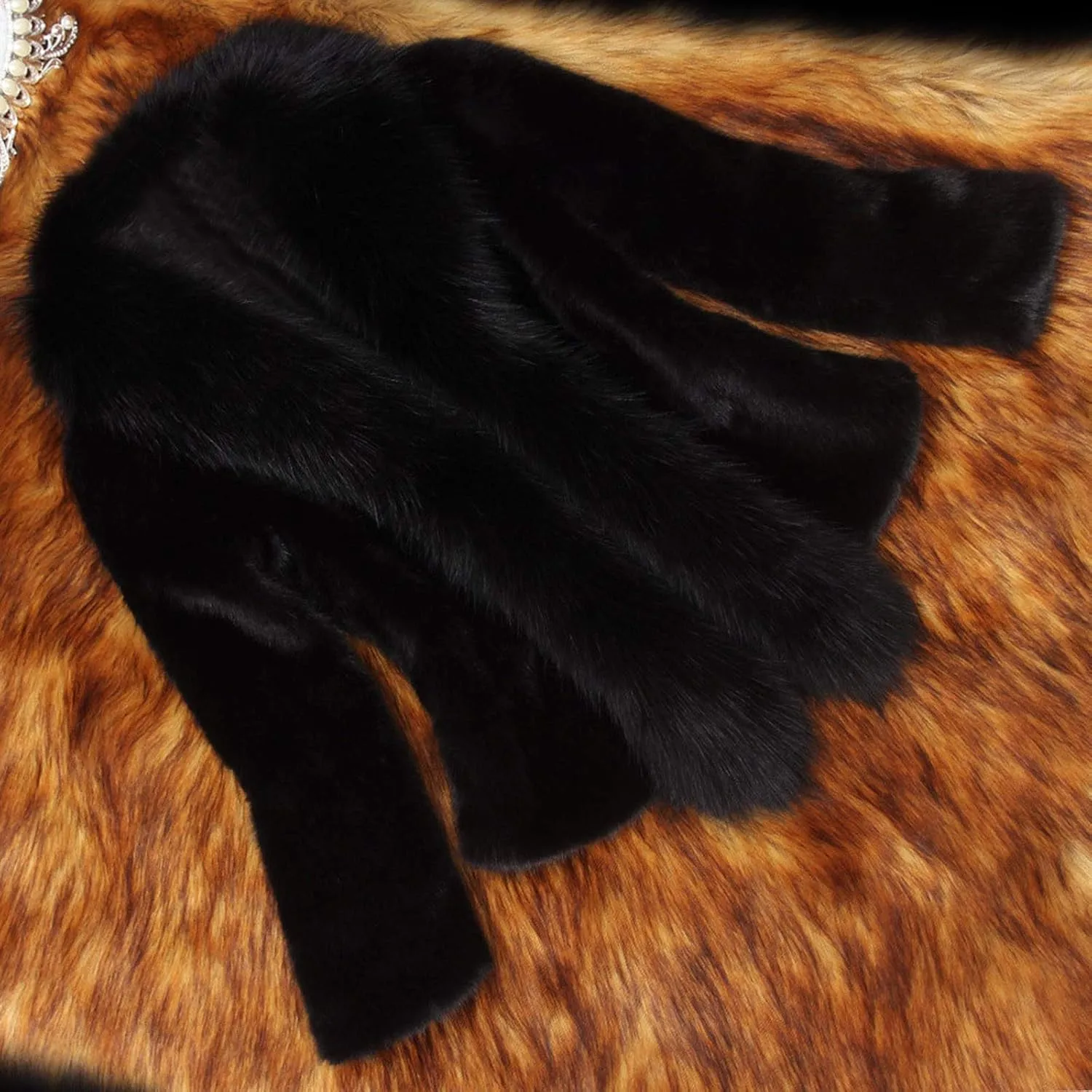 Women Faux Fur Pelt Coat Elegant Thick Warm Fashion Outerwear Fake Fur Jacket Fuzzy Fluffy Plain Coats