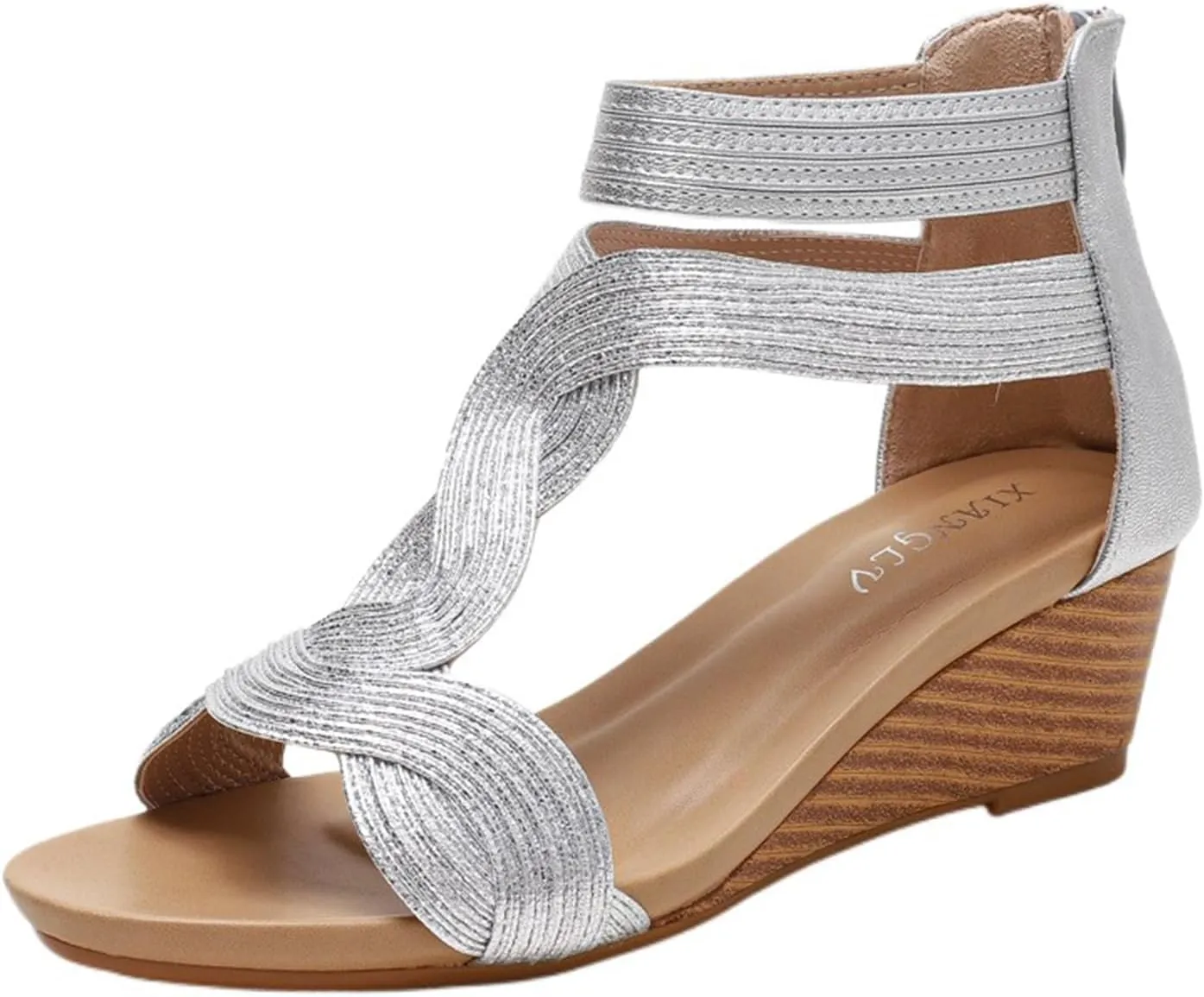 Women Gladiator Sandals Retro Wedge Heel Fashion Trendy Sparkly Rhinestone Open Toe Casual Dressy Sandals Elegant Evening Wedding Prom Shoes 2025