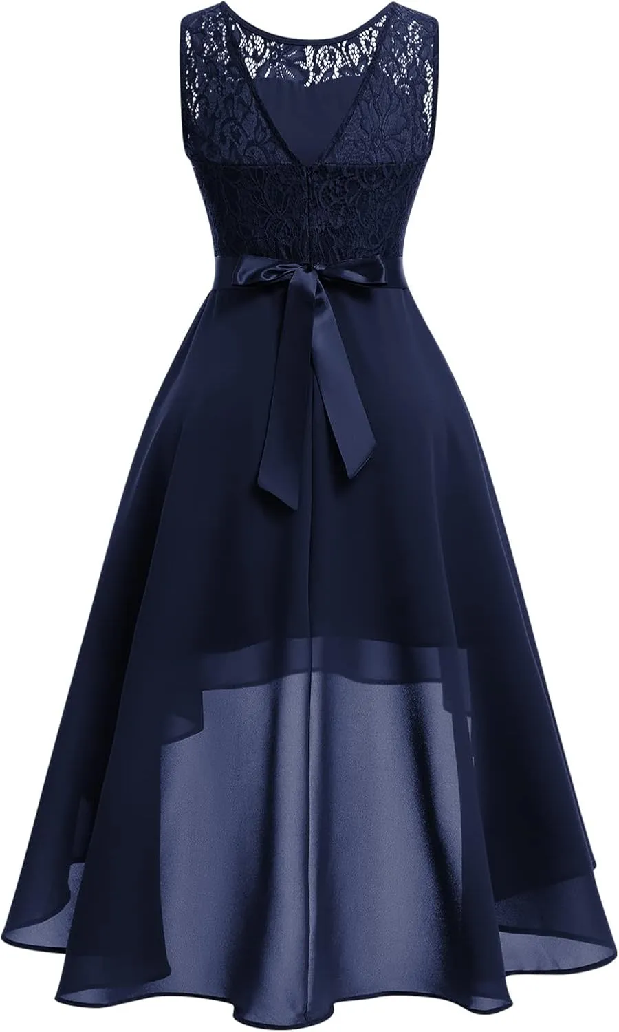 Women Halter Neck High Low Cocktail Skater Dress Vintage Floral Lace Chiffon Bridesmaid Dress Hi Lo Wedding Swing Party Dress