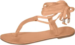 Women Lace Up Strappy Thong Sandals Summer Trendy Beach Flat Sandal Clip Toe Comfort Shoes Flip Flops 2025 New