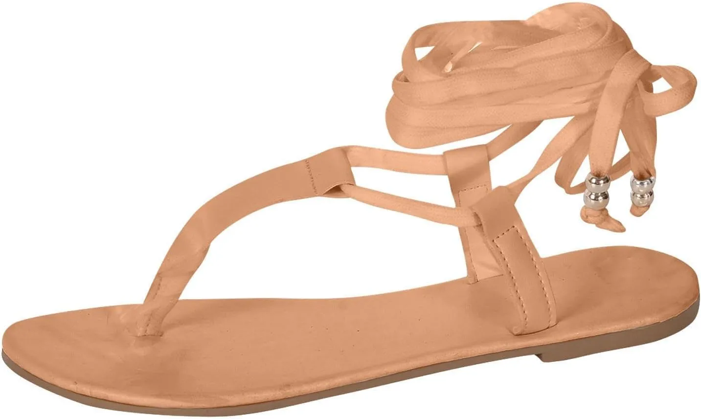 Women Lace Up Strappy Thong Sandals Summer Trendy Beach Flat Sandal Clip Toe Comfort Shoes Flip Flops 2025 New