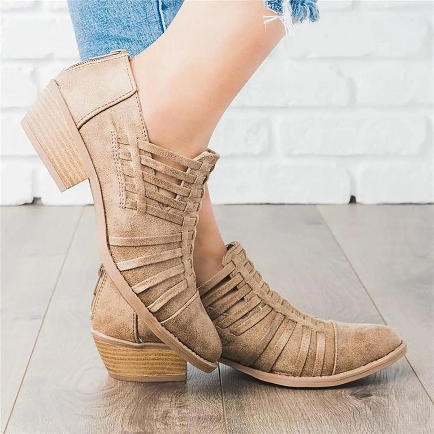 Women Thick Soles Sandals Summer New Pattern Fashion Casual Chunky Heel Buckle Strap pump Shoes Roman Versatile Elegant Wide Feet Retro Non Slip Trendy Battle Dress Non light ballet B87-Khaki