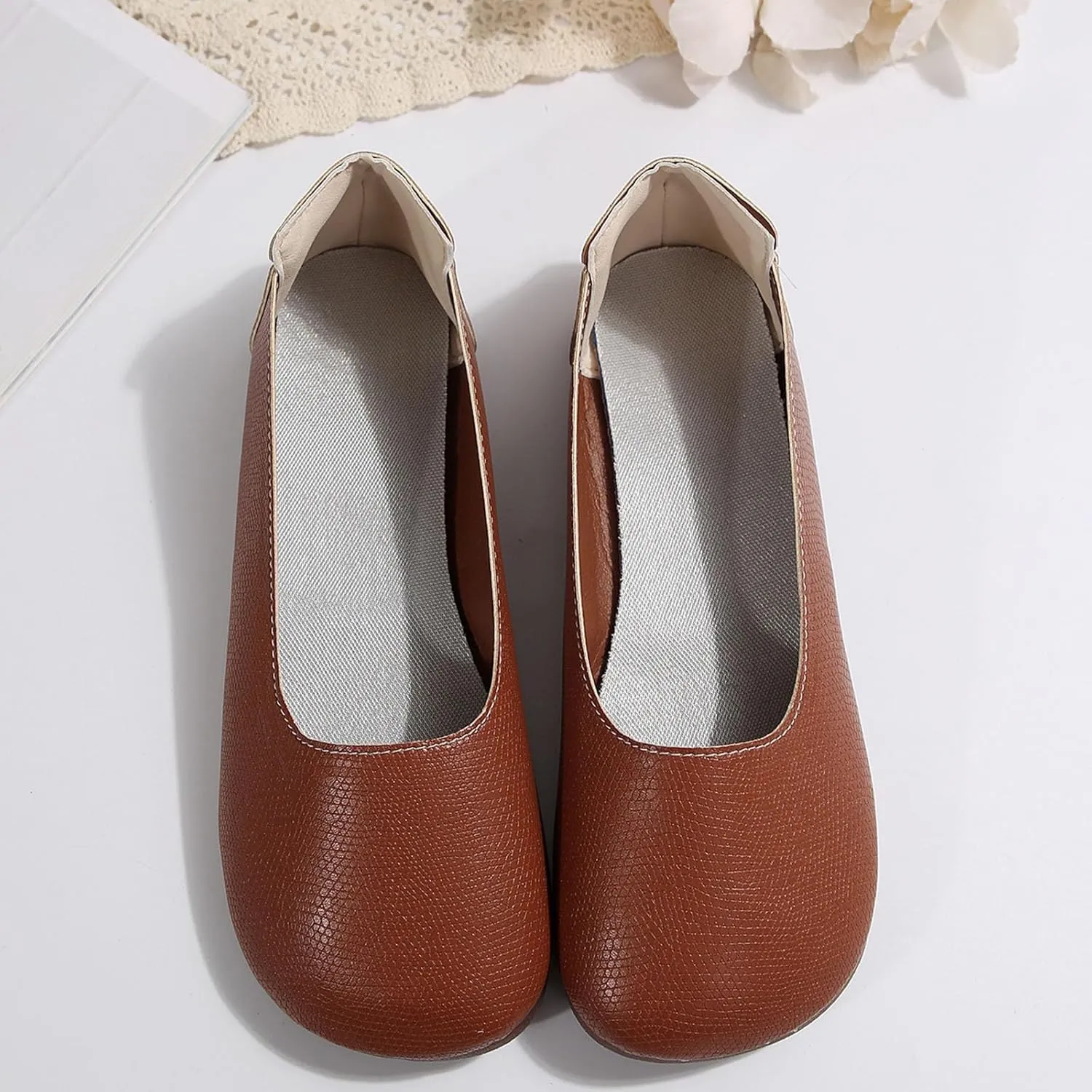 Women's Ballet Flats Sandals Round Toe Flat Shoes Closed Toe Boat Shoes, Dressy Comfortable Dress Shoe Slip On Ballerina Ballet Flats Cute Slip On Comfort Walking Sandals