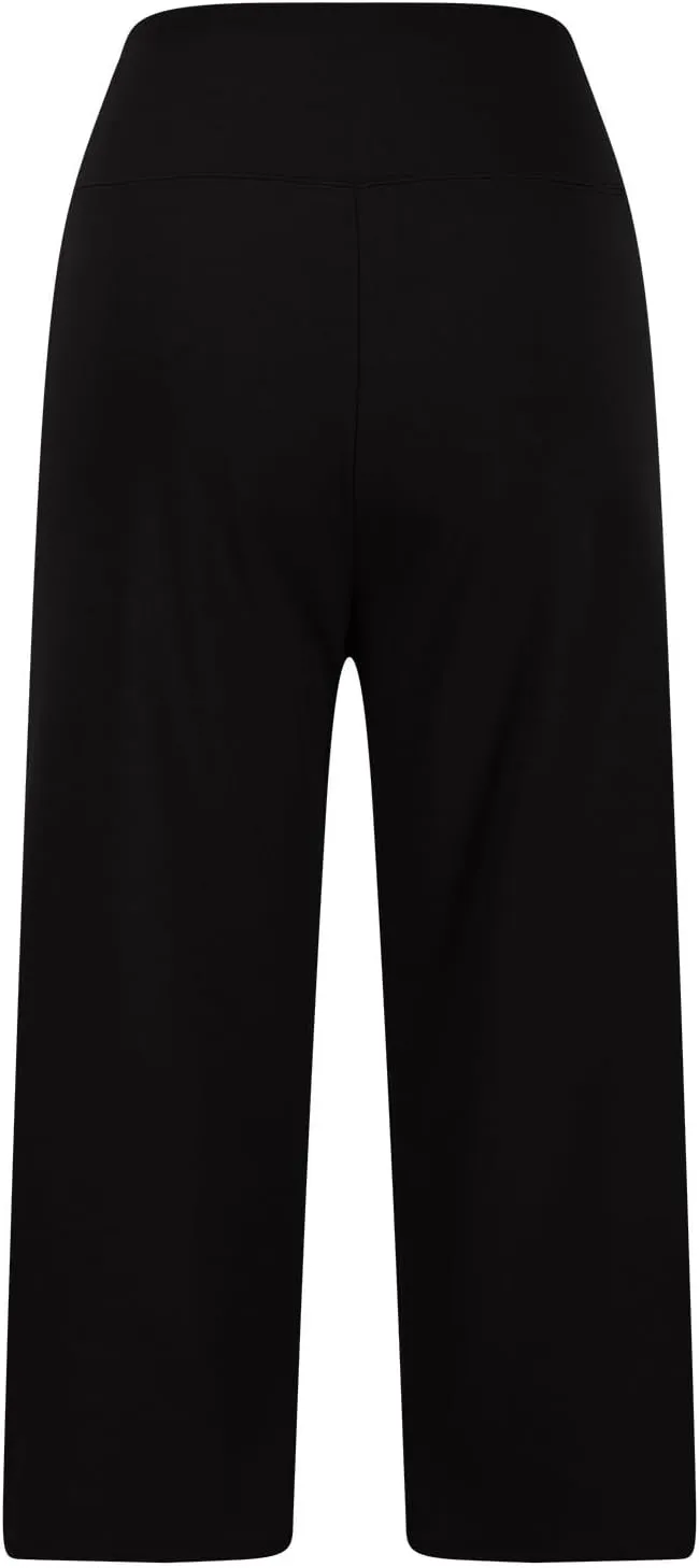 Womens Capri Yoga Pants Loose Fit Stretch Training Pant Wide Leg Split Leggings Athletic Running Workout Trousers