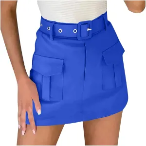 Womens Cargo Skort 2025 Summer Casual High Waisted Mini Skirts Trendy Y2K Teen Girls Belted Shorts with Pockets