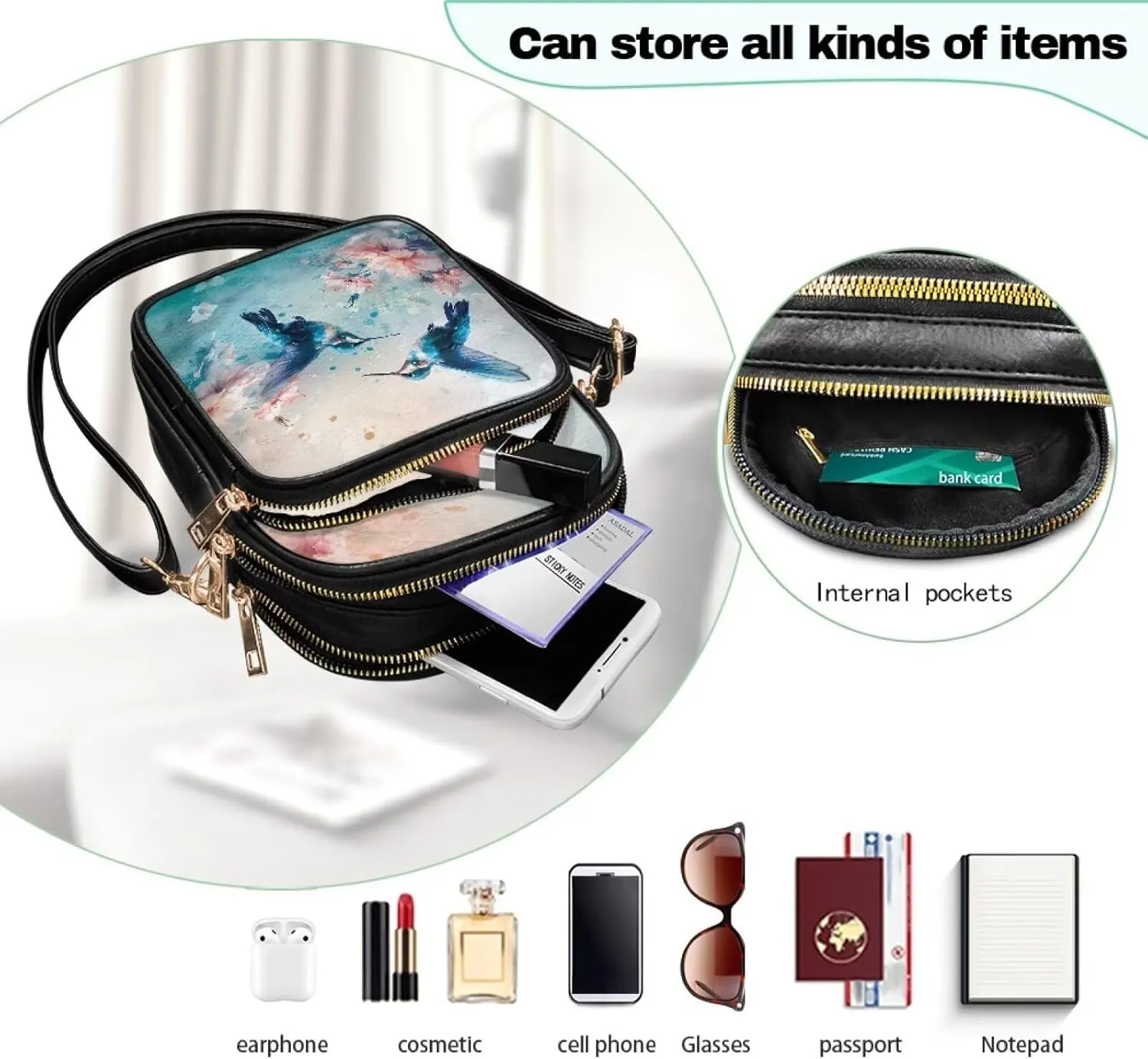 Womens Crossbody Bag Small Small Messenger Bag for Women Leather Satchel Handbags for Women