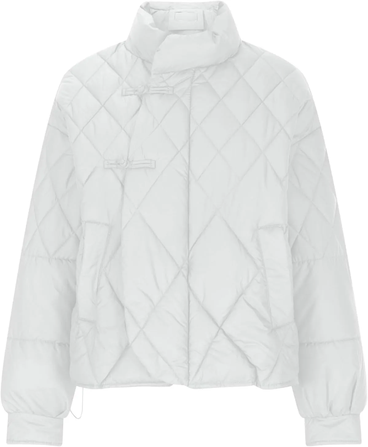 Women's Diamond Quilted Puffer Jacket Winter Long Sleeve Stand Collar Baggy Short Down Coats with Pockets