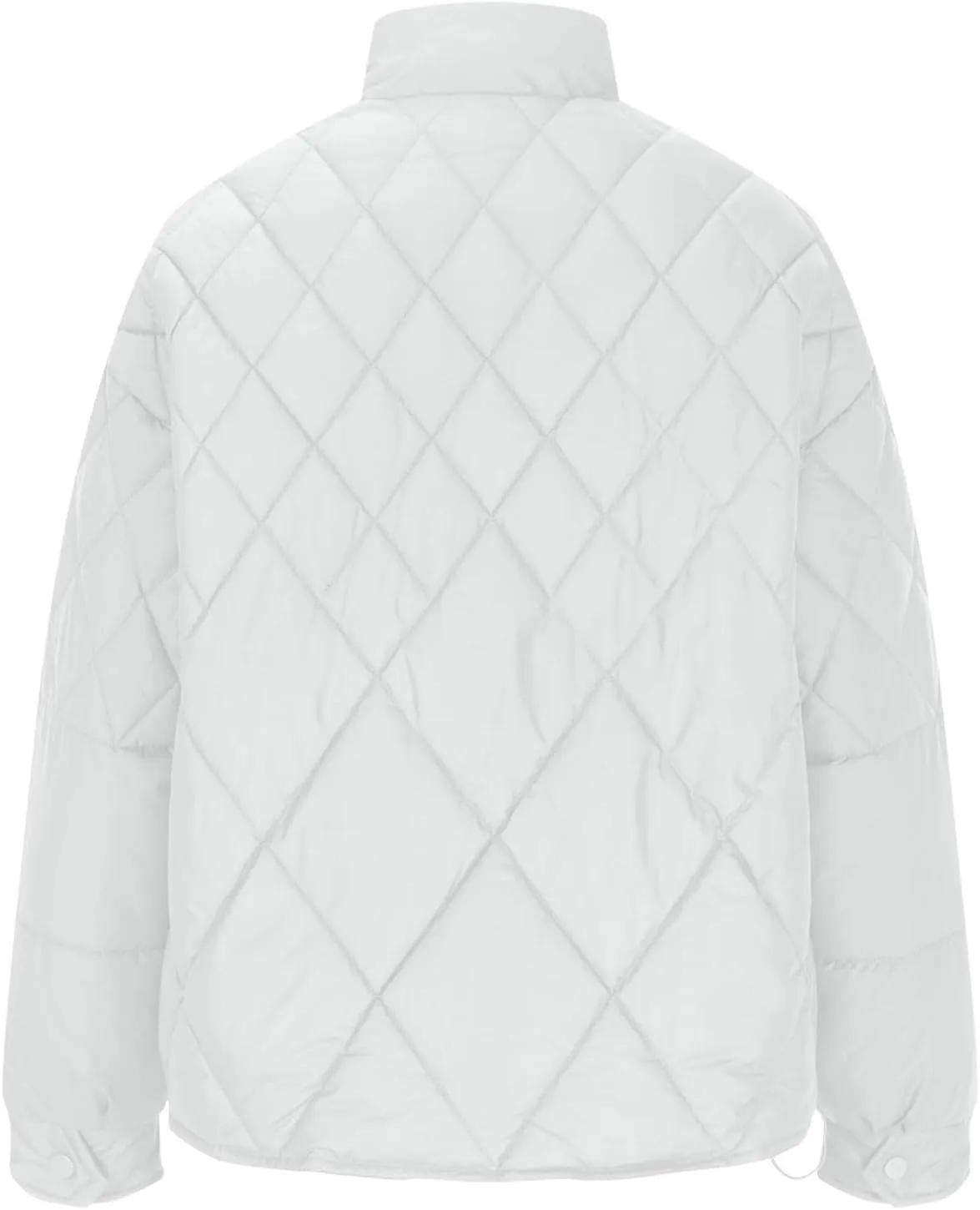 Women's Diamond Quilted Puffer Jacket Winter Long Sleeve Stand Collar Baggy Short Down Coats with Pockets