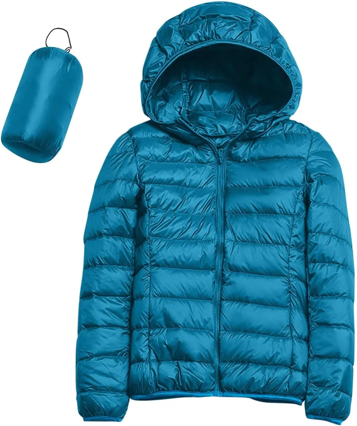 Women's Down Jacket Hooded Windproof Puffer Coat Packable Warm Winter Jacket Lightweight Ladies Parka Dowm Jacket Zipper