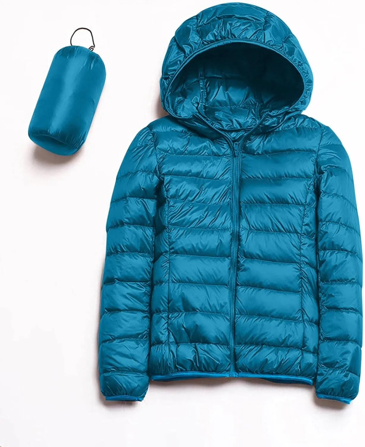 Women's Down Jacket Hooded Windproof Puffer Coat Packable Warm Winter Jacket Lightweight Ladies Parka Dowm Jacket Zipper