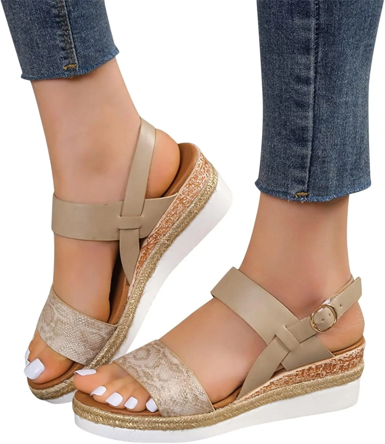 Womens High Wedge Sandals Comfortable Dressy Ankle Strap Platform Shoes Boho Beach Summer Sandals