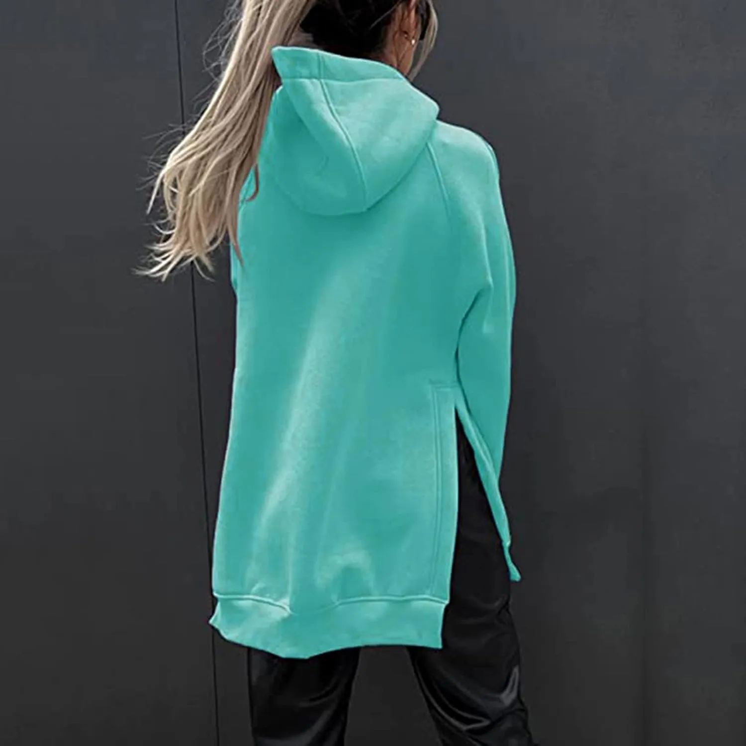 Womens Hoodies Oversized Soild Long Sleeve Pullover Hooded Sweatshirt Casual Loose Outfits 2024 Fall Clothes