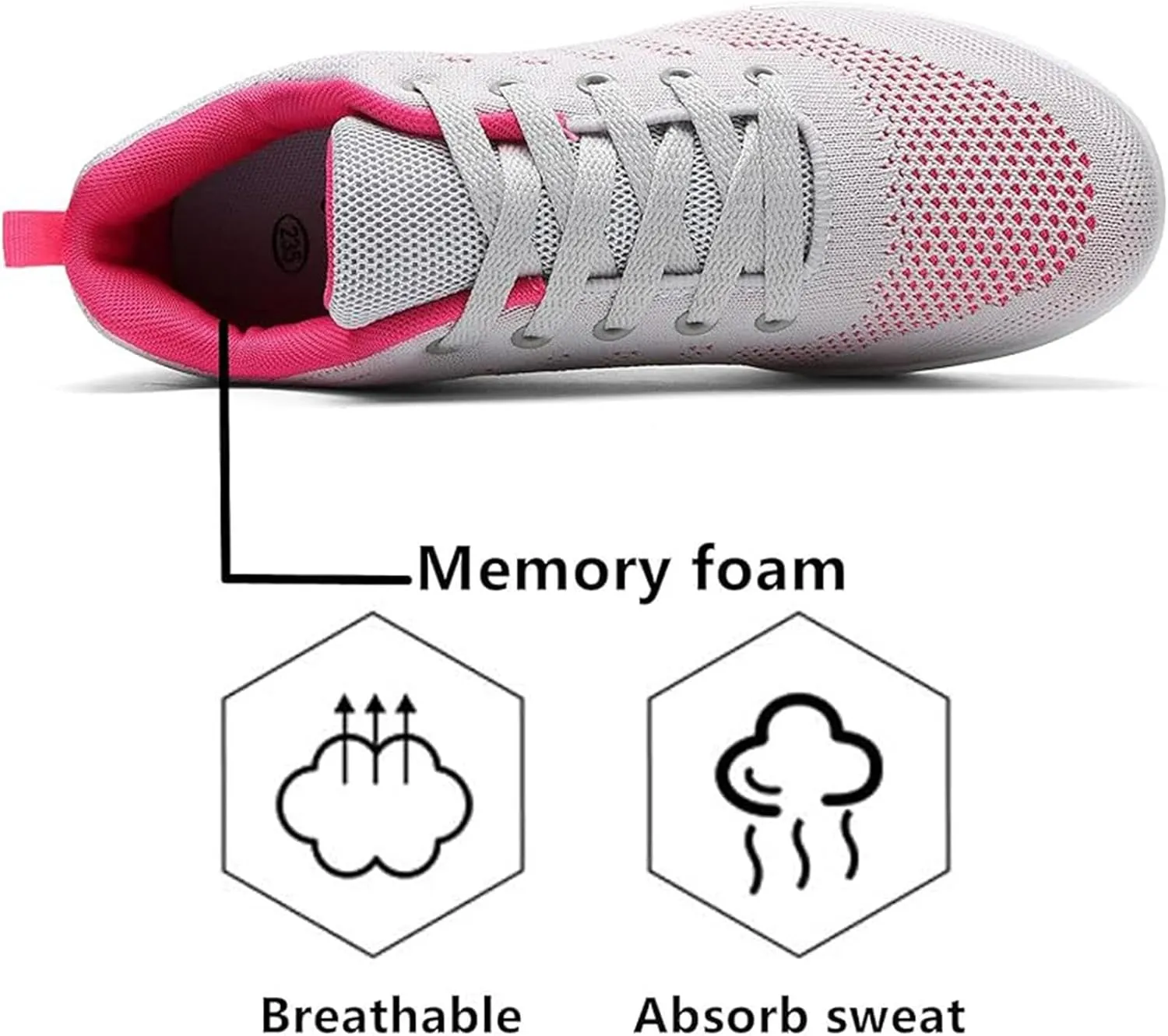 Women's Lace Up Wedge Inner Heightening Walking Shoe Breathable Fashion Sneakers Lightweight Non Slip Workout Shoes