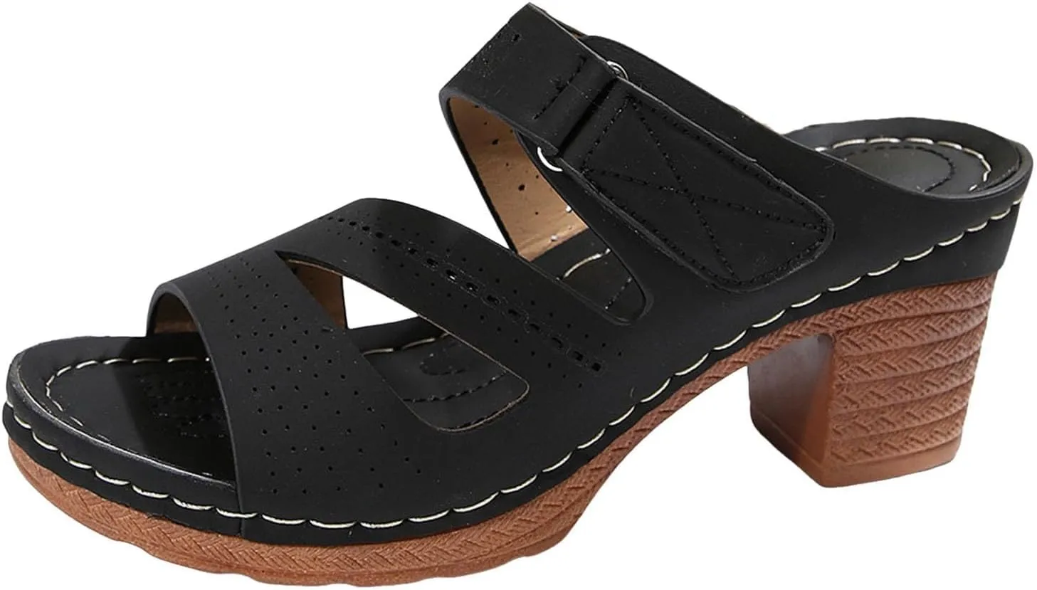 Womens Open Toe Sandals Summer Casual Non Slip Slippers Orthopedic Chunky Low Heels Open Toe Casual Summer Dressy Walking Beach Slippers Hollow Out Shoes