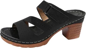 Womens Open Toe Sandals Summer Casual Non Slip Slippers Orthopedic Chunky Low Heels Open Toe Casual Summer Dressy Walking Beach Slippers Hollow Out Shoes