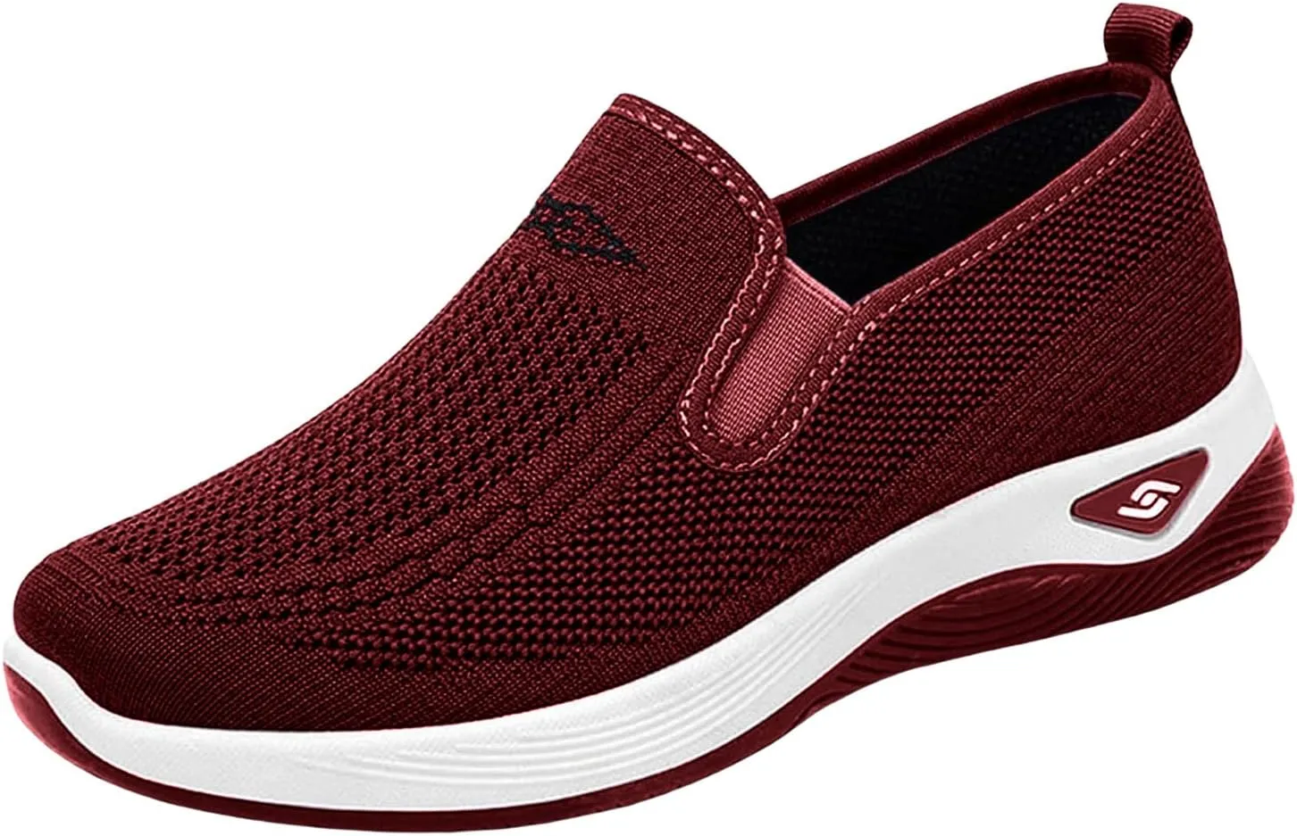 Women's Orthopedic Breathable Shoes Summer Comfortable Woven Slip-On Sneakers Fashion Lightweight Mesh Hollow Out Soft Sole Walking Shoes with Arch Support