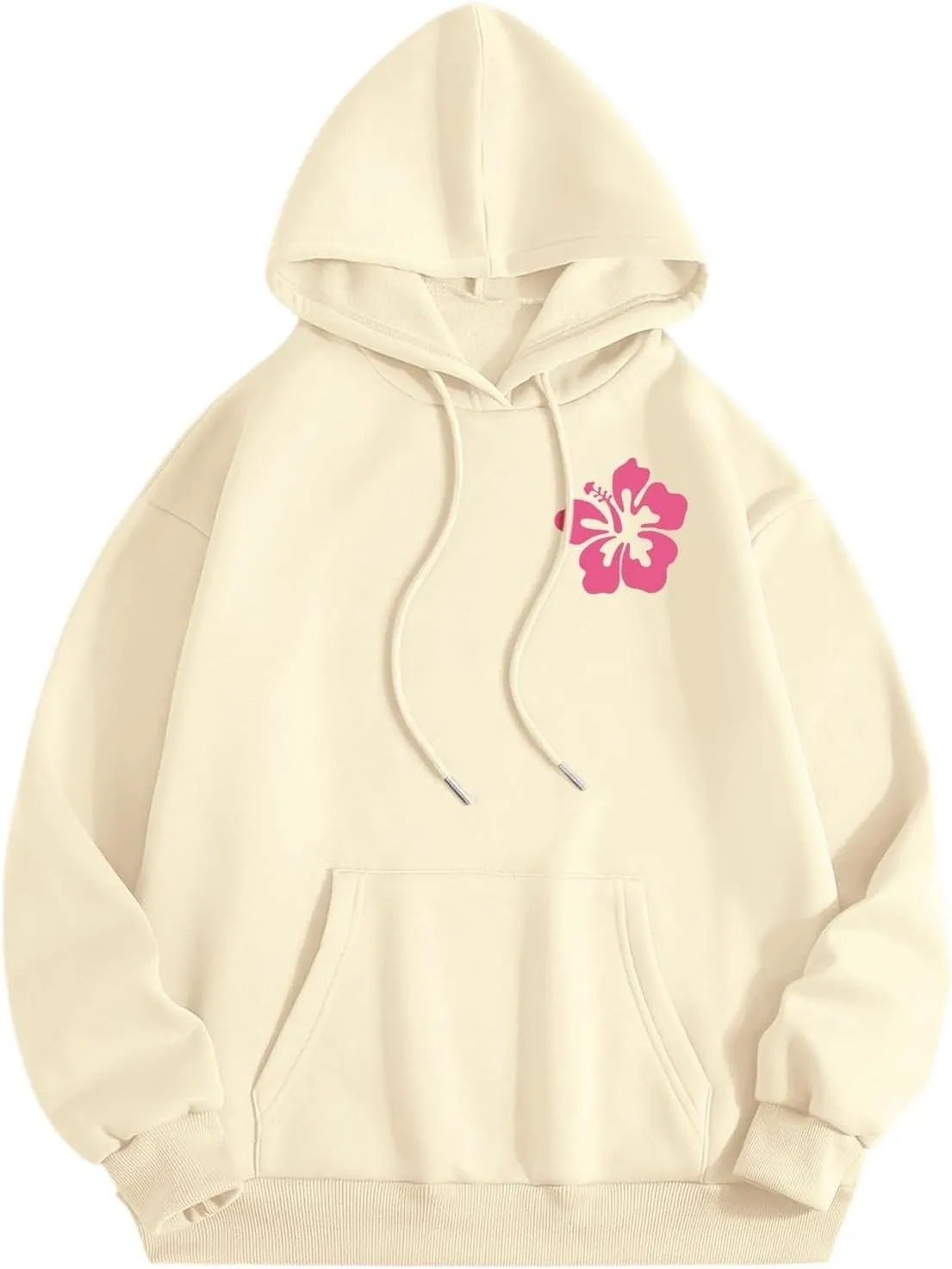 Women's Plain Basics Hoodies Oversized Brushed Letters Loose Fit Hooded Sweatshirts Long Sleeves Pockets
