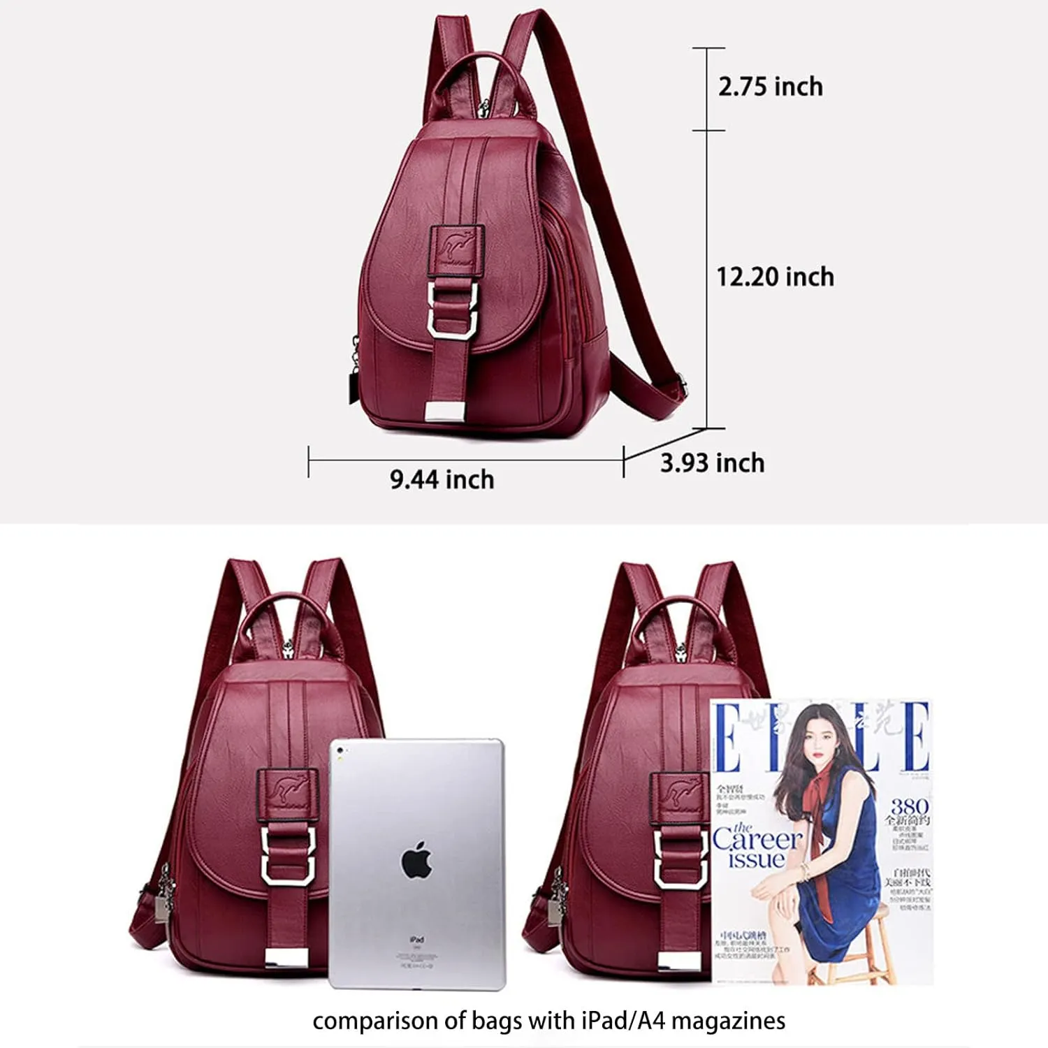 Women's Soft Genuine Leather Backpack,Large Capacity Satchel Shoulder Handbags for Office Shopping Trip (Black)