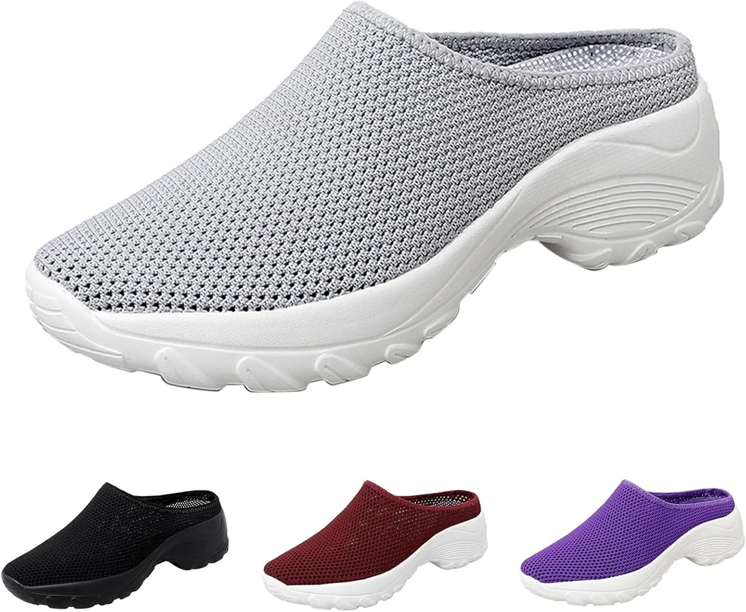 Women's Spring and Autumn Fashion Orthopedic Flying Knit Half Slippers Thick Soled Shoes Trendy Woman's Shoes Casual