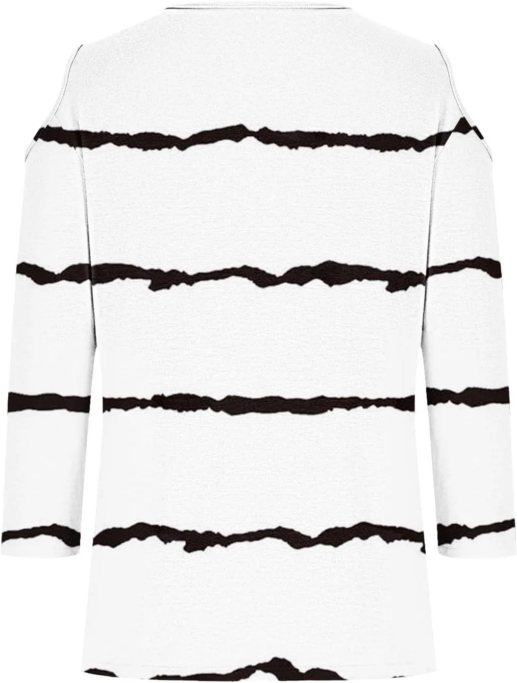 Womens Tops 3/4 Length Sleeves V Neck Cold Shoulder Shirts Trendy Striped Summer Blouse Ladies Workout Going Out Tees