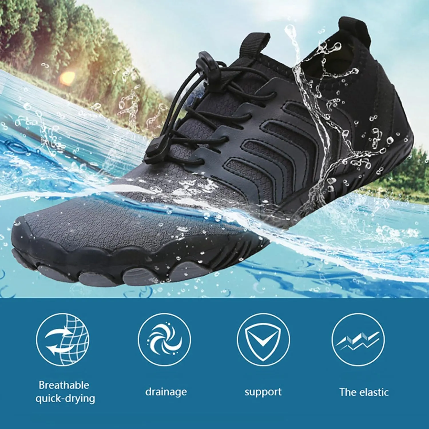 Women's Trail Running Barefoot Shoes Breathable Non-Slip Athletic Footwear Wide Toe Minimalist Sneakers Quick Drying Water Shoes Pro Healthy Hiking Footwear Beach Swim Surfing Diving Boating Shoe