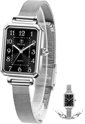 Womens Watch Fashion Dress Mesh Strap Waterproof Watches for Women Elegant Dainty Two Tone Womens Watch Analog Quartz Easy Read Ladies Watches with Day Date