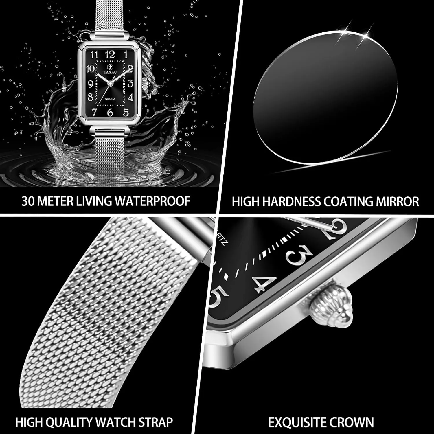 Womens Watch Fashion Dress Mesh Strap Waterproof Watches for Women Elegant Dainty Two Tone Womens Watch Analog Quartz Easy Read Ladies Watches with Day Date
