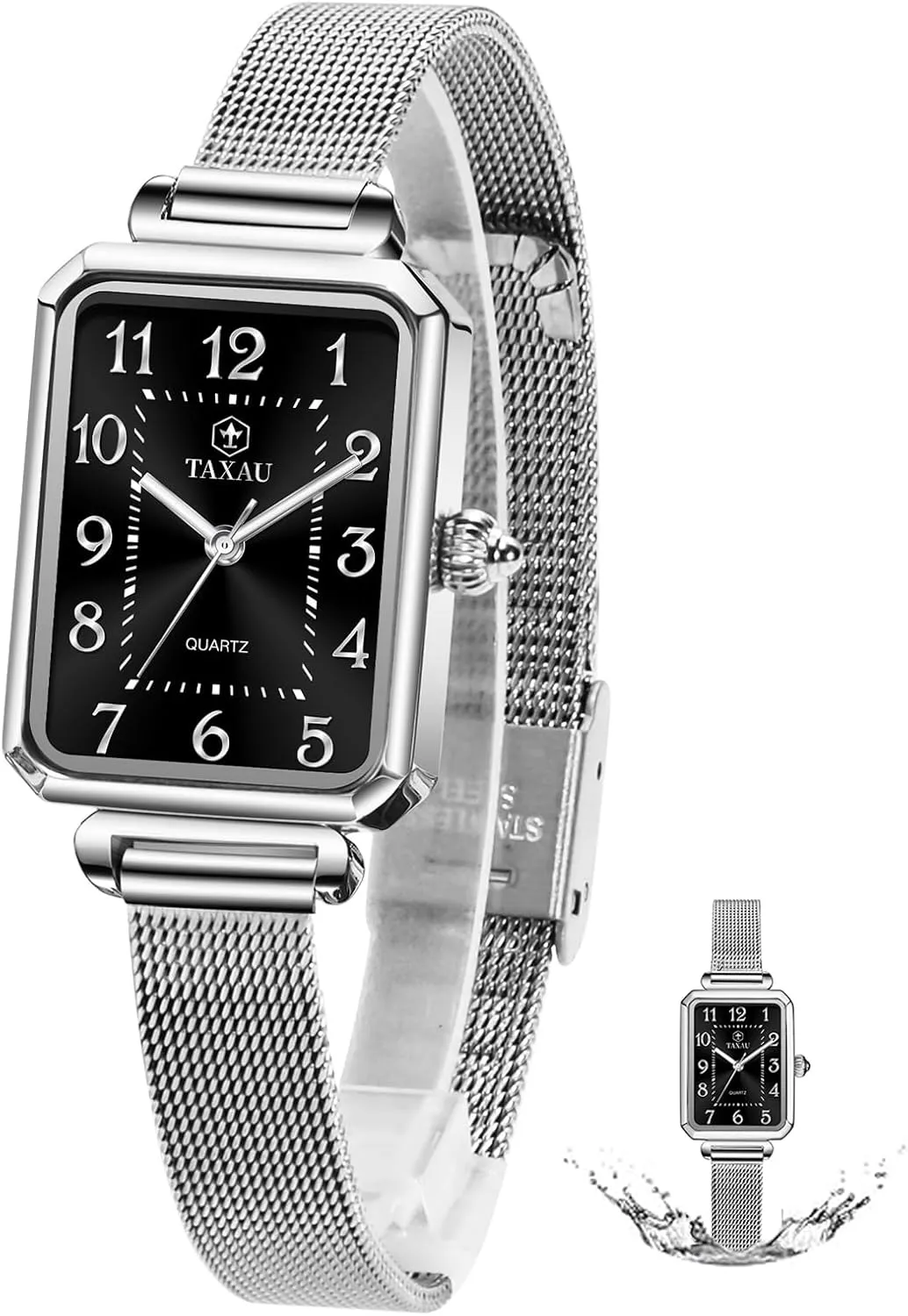 Womens Watch Fashion Dress Mesh Strap Waterproof Watches for Women Elegant Dainty Two Tone Womens Watch Analog Quartz Easy Read Ladies Watches with Day Date