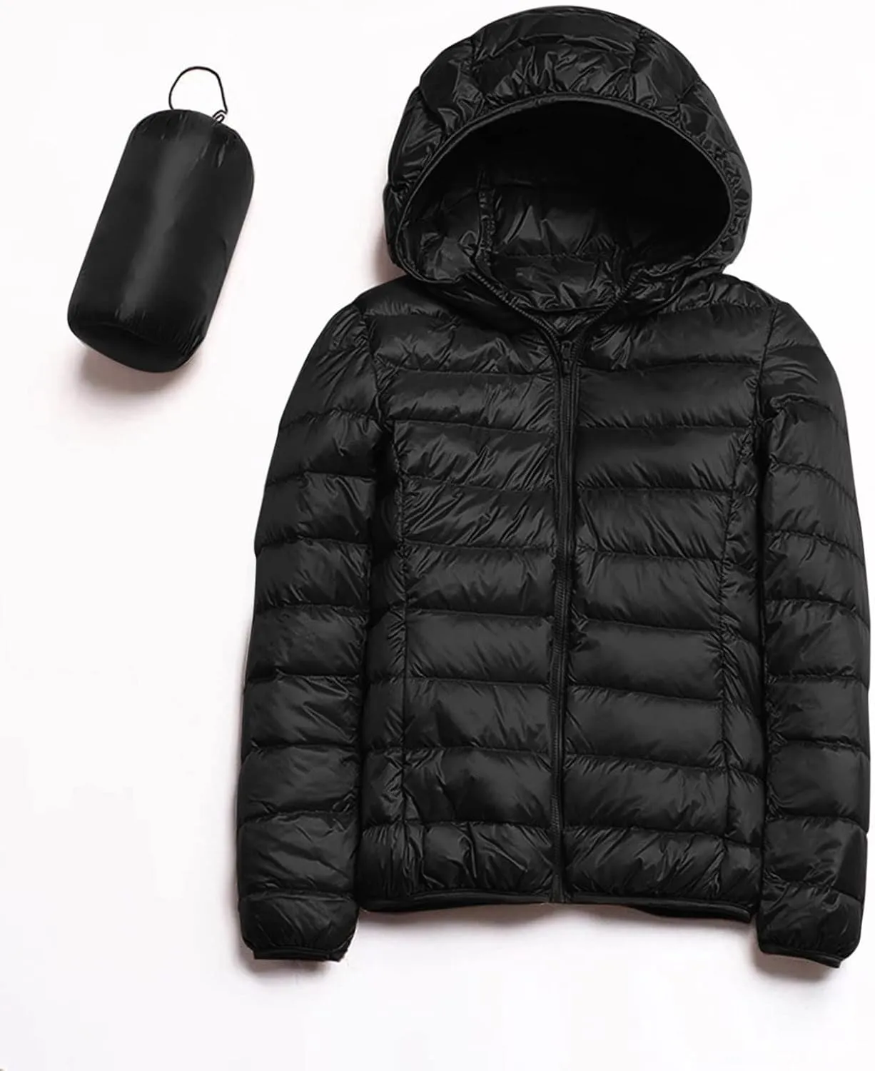 Womens Winter Lightweight Packable Puffer Coats Slim Fit Windproof Quilted Hooded Down Jackets Outerwear with Pockets