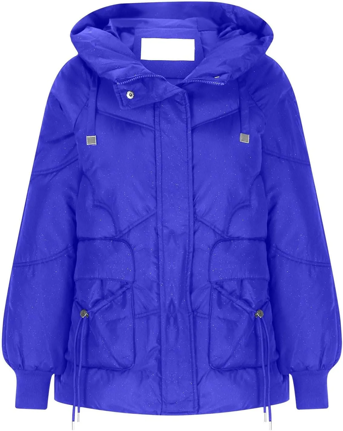 Womens Winter Padded Jacket Casual Hooded Puffer Jackets Zip Up Quilted Warm Outerwear Plain Down Coats