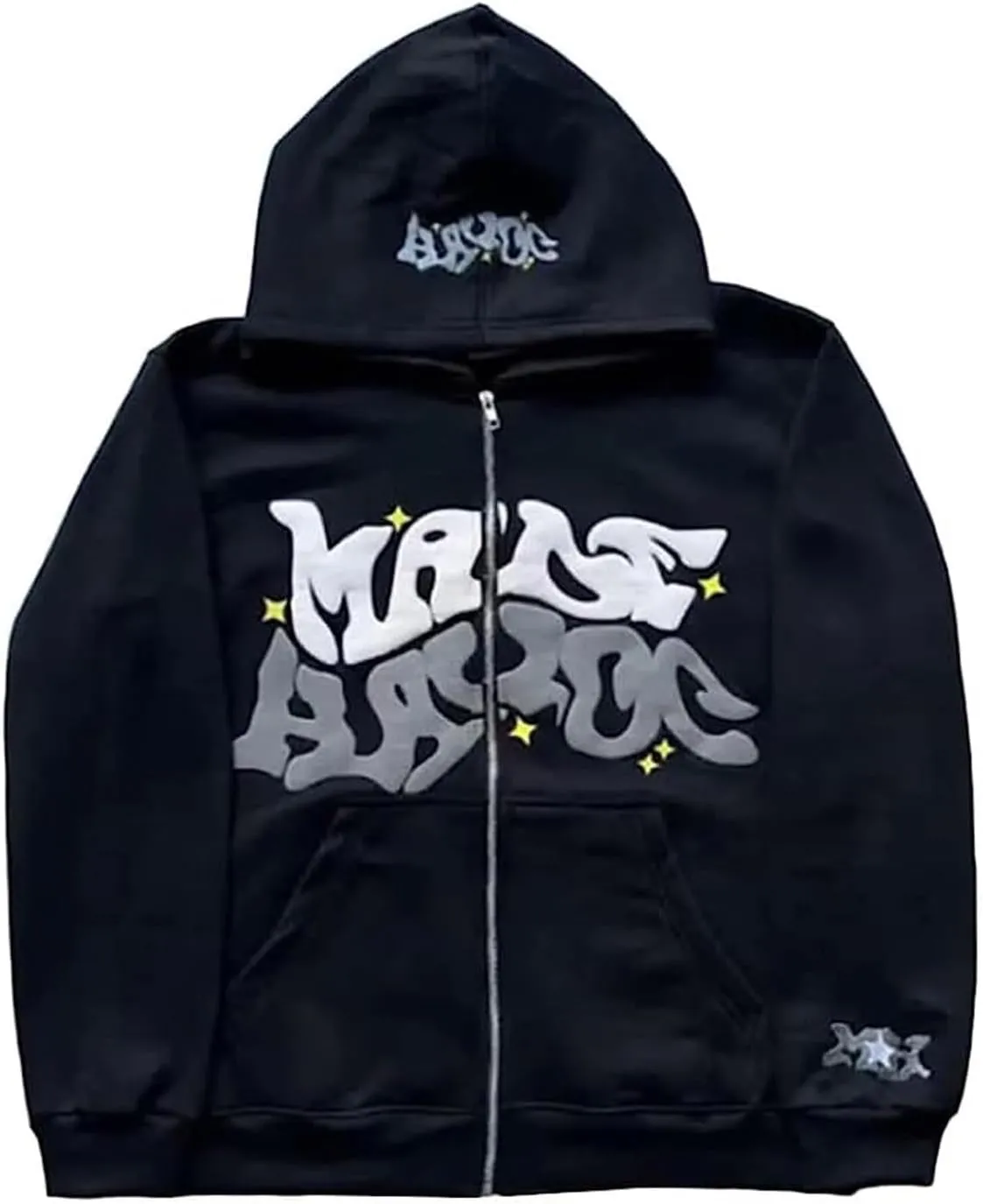 Y2k Hoodie Puff Print Hoodie Graphic Zip Up Hoodies Hip Hop Streetwear Aesthetic Sweatshirts