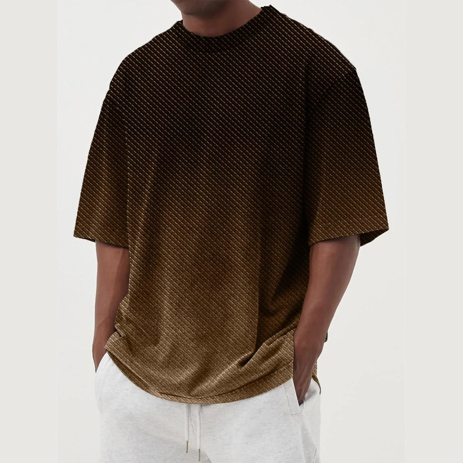 Ymosrh Men's Gradient Color Shirt Short Sleeve Summer Casual Crewneck Basic Tee Shirts Fashion, S-4XL