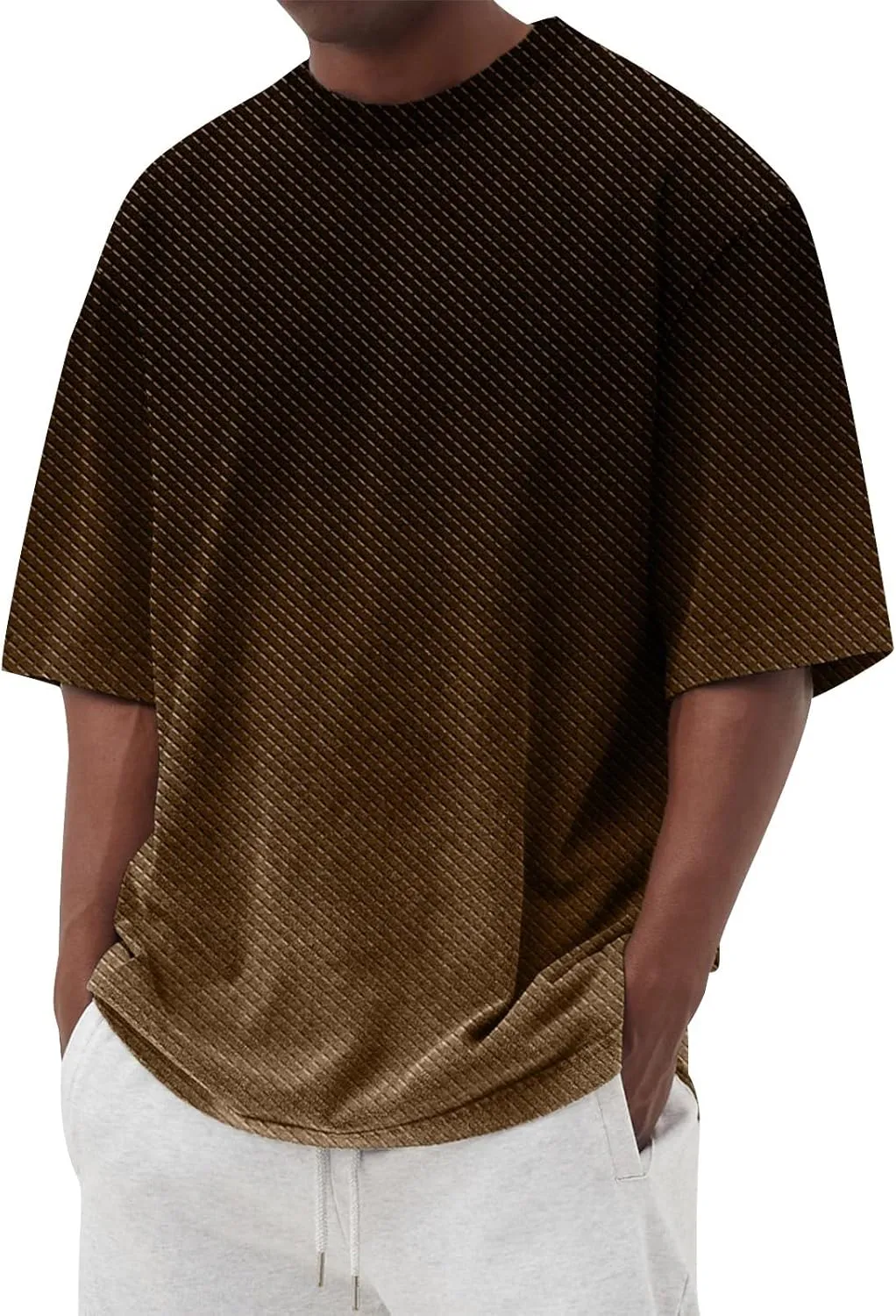 Ymosrh Men's Gradient Color Shirt Short Sleeve Summer Casual Crewneck Basic Tee Shirts Fashion, S-4XL