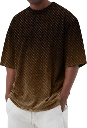 Ymosrh Men's Gradient Color Shirt Short Sleeve Summer Casual Crewneck Basic Tee Shirts Fashion, S-4XL