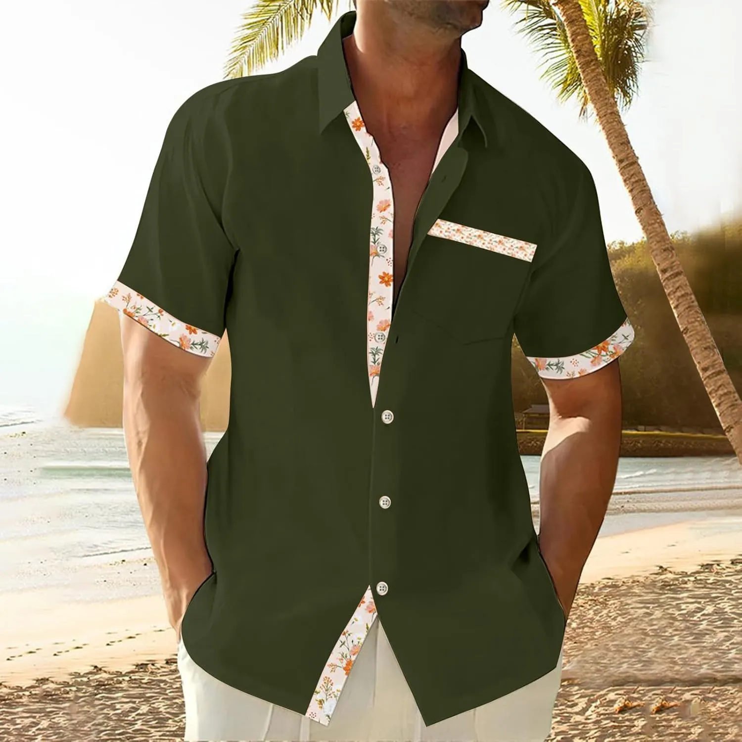 Ymosrh Men's Graphic Button Down Shirts Summer Beach Hawaiian Buttons Up Shirt Casual Stylish, M-4XL